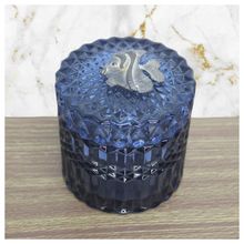 Porta Algodão E Cotonete Vidro Com Detalhe De Metal 9,5cm