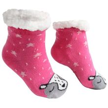 Meia Infantil Peluciada Antiderrapante Rosa Texugo 28 ao 35