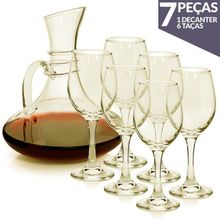 Conjunto De 6 Taças 320ml E Decanter 1,5L Em Vidro Gourmet
