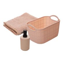 Conjunto 3 Peças para Banheiro Comfort Bege Plástico