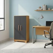 Armário 2 Portas Em Mdp Compacto Carvalho Grafite Moderno