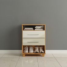 Mini Cômoda Com Gavetas E 2 Nichos Multiuso Cedro Areia