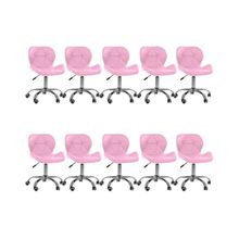 Kit 10 Cadeiras Office Eiffel Slim Ajustável Oficial Rosa