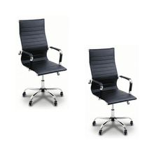 Kit 2 Cadeiras De Escritório Esteirinha Oficial Ergonomia Alta Preto