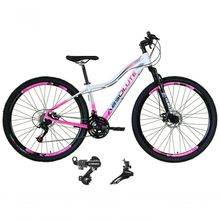 Bicicleta Feminina Aro 29 Absolute Hera 24v Alumínio Câmbios Shimano Freio A Disco Branco-Rosa 17