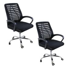 Kit 2 Cadeiras De Escritório Oficial Esteirinha Mesh Preto