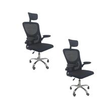 Kit 2 Cadeiras De Escritório Oficial Vegas Com Apoio Preto