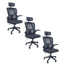 Kit 3 Cadeiras De Escritório Oficial Legacy Preto