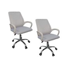 Kit 2 Cadeiras De Escritório Esteirinha Mesh Ergonômica Giratória Branco