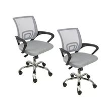 Kit 2 Cadeiras Escritório Oficial Begônia Ergonômico Cinza