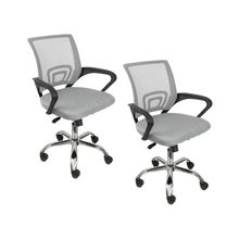 Kit 2 Cadeiras De Escritório Oficial Begonia Tela Mesh Ergonômica Cinza