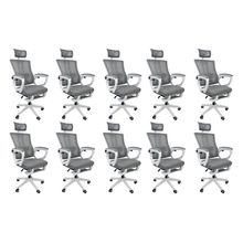 Kit 10 Cadeiras De Escritório Oficial Paris Cinza