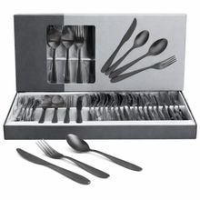 Jogo Talheres Faqueiro Conjunto 24 Peças Aço Inox Black Mesa Jantar Cozinha