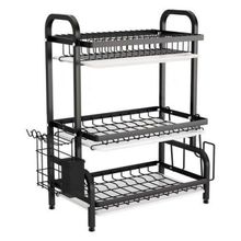 Escorredor de Pratos Triplo Premium Black Design Moderno e Organizador