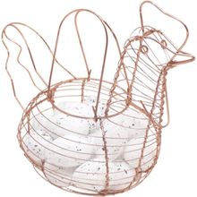 Cesto Galinha Porta Ovos Aramado Decorativo 12 Ovos Branco