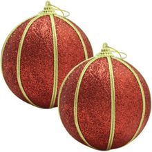 Kit 12 Bolas Glitter Vermelho Árvore De Natal Artesanal 10cm