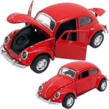 Carrinho Miniatura Fusca Vermelho Metal Colecionável Fricção