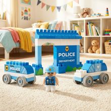 Brinquedo Blocos De Montar Educativo Cidade Policia Kit 40pç
