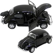 Carrinho Miniatura Fusca Preto Metal Colecionável À Fricção