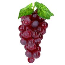 Kit 6 Cachos De Uvas Avermelhadas Fruta Artificial De Silicone 18cm