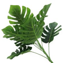 Kit 5 Ramos Costela de Adão Decorativo Artificial Plástico Verde 9 Folhas Cada 32cm