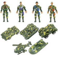 Brinquedos Miniaturas Militares Bonecos Veículos 9 Peças