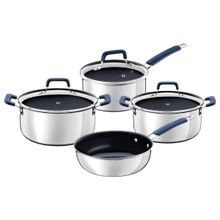 Jogo de Panelas Tramontina Romagna em Aço Inox com Revestimento Antiaderente Cerâmico Preto/Azul – 4 Peças