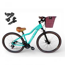 Bicicleta Aro 29 Feminina Absolute Hera Retrô Vintage 21v Shimano Confortável Cesta Selim 2 Molas - Verde Tam 15