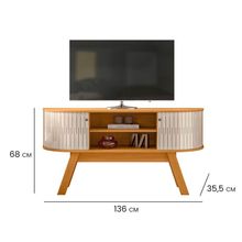 Rack Bancada Atlanta 2 Portas Pés De Madeira - Pallazio Cor Cinamomo E Off White - Pallazio