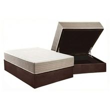 Cama Box Baú Novo + Colchão D33 Kappesberg Anatômico Carmine + Base Crc Corano Brown