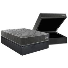 Cama Box Baú Casal + Colchão Ortopédico Kappesberg D40 Anatômico Grise + Base Crc Corano Gray