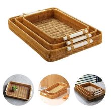 Kit Com 3 Bandejas Retangular Madeira 38x30 - 33x25 - 30x20