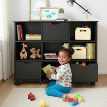 Nicho Estante Quarto Infantil 3 Gavetas Com Rodízios Preto