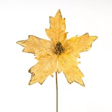 Kit 2 Flores Amarelas Artificial Decoração Natal Brilho 21cm