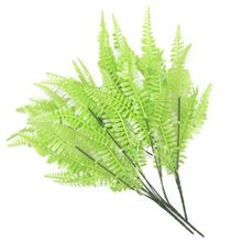 Kit 4 Ramos Decoração Arranjo Samambaia Planta Artificial Plástico Verde 5 Galhos Cada 43cm