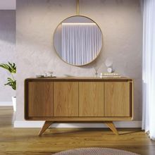 Balcão Buffet Aparador 4 Portas E Bordas Curvas Para Sala Nature