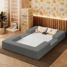 Cama Montessoriana Berço Infantil 100% Espuma Balaqui Decor Cinza Claro