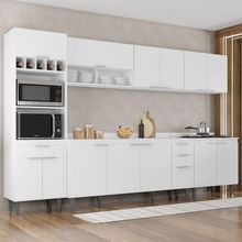 Armário De Cozinha Com Tampo Cp05 320cm Pérola Branco Z34 - Mpozenato