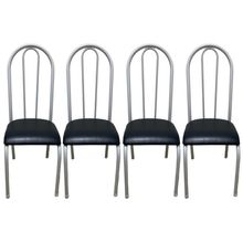 Kit 4 Cadeiras Sala Jantar Aço Tubolar Cozinha Courino Junco Cor Do Assento:preto-branco