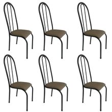 Kit 6 Cadeira Sala Jantar Aço Tubolar Cozinha Corino Junco Bege