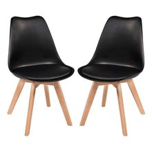 Kit Com 2 Cadeiras Sala Jantar Cozinha Leda Com Almofada Moderna Preto