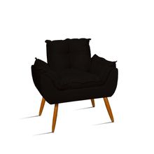 Poltrona Decorativa Opala Pés Palito - Sala, Recepção Cor:preto