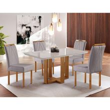 Sala De Jantar Londes Mesa E 4 Cadeiras Móveis Mundial Mel/cinza Prata