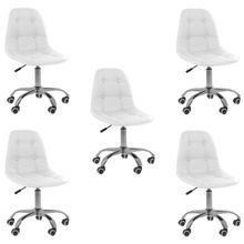 Kit 5 Cadeiras Office Eiffel Botonê Ajustável Base Giratória Branco