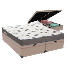 Cama Box Queen Com Bau Ortobom D33 Light Bege Bege