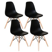 Conjunto 4 Cadeiras Concha Sala Jantar Cozinha Eiffel Pé Palito Preto