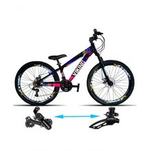 Bicicleta Vikingx Aro 26 Tuffx25-30 Vmaxx Freio A Disco 21v Preto Rosa