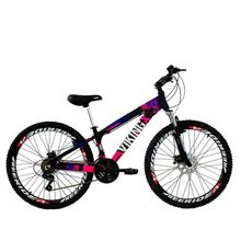 Bicicleta X TUFF25 Freeride Aro 26 Preto Rosa 21V Viking