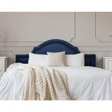 Cabeceira Casal Luxo 140X60 Azul Tachas Fumê