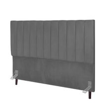 Cabeceira Estofada Cama Queen 160 Cm Luísa Suede E Frame Cor:cinza